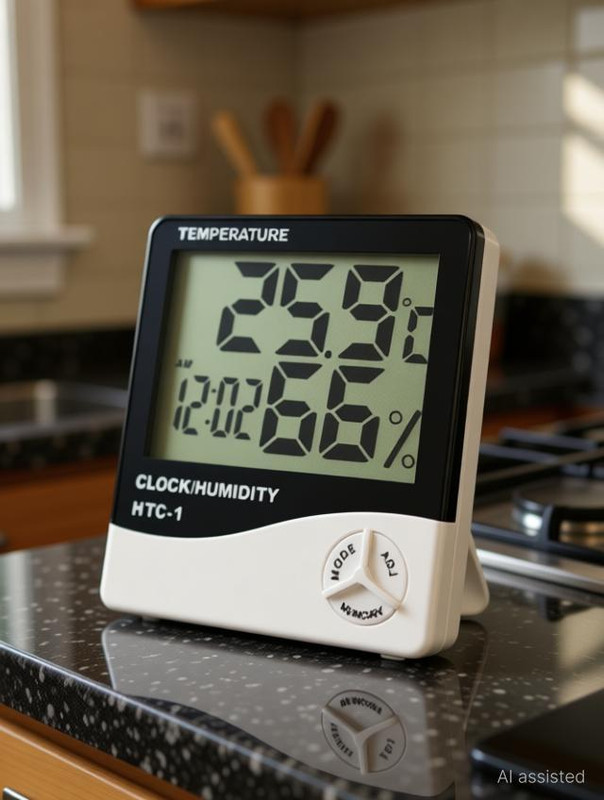 dinojames HTC-1 (Humidity,time,date,alarm,tempreture) Thermometer with Fork Kitchen Thermometer
