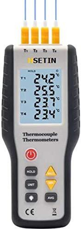 MxRady HSETIN Thermocouple temperature meter (1372 Degree Celsius), K -Type with 4 Channel Instant Read Thermocouple Kitchen Thermometer