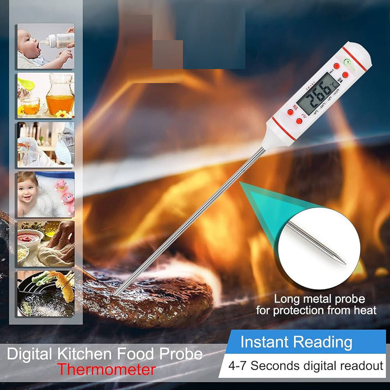 BALRAMA Stainless Steel Thermometer for BBQ Cooking Food New Household Classic Kitchen Dial Type Instant Read Thermocouple Kitchen Thermometer