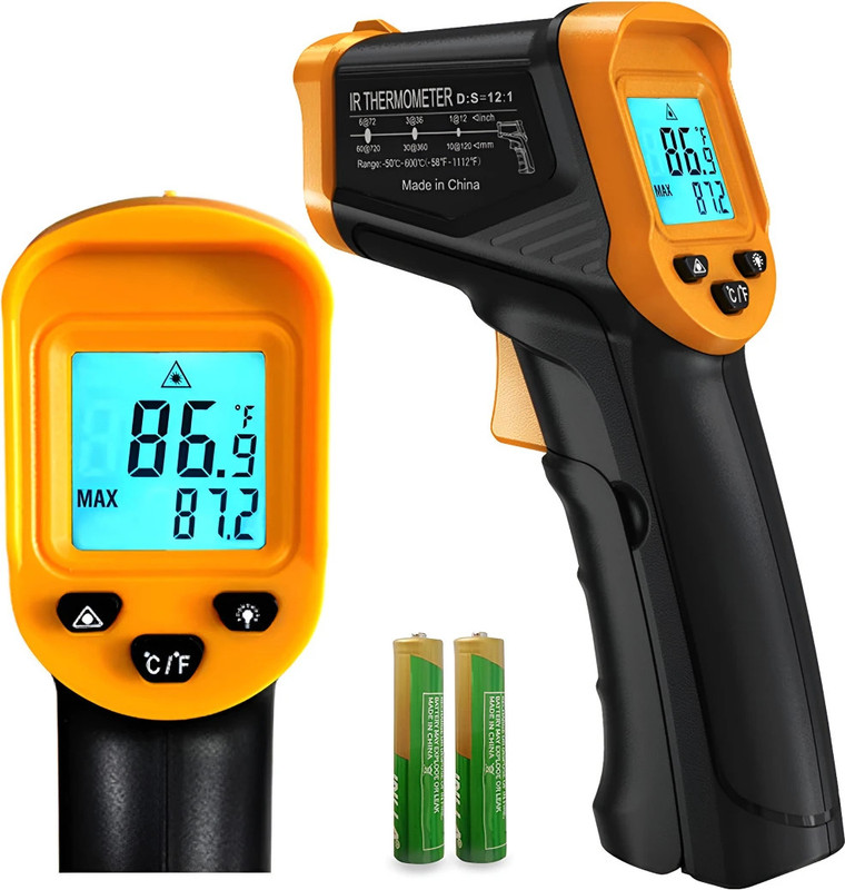 Tech Inspire Thermometer DS-12:1 Non-Contact Laser Temperature Gun -50°C to 500°C Touch Free Kitchen Thermometer