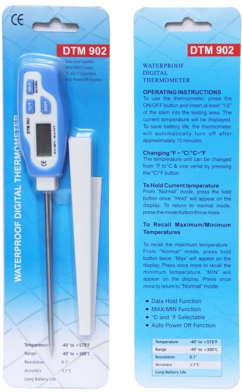 Divinext IPx7 Waterproof Digital Instant Read LCD Thermometer Min-Max Record, Hold Function Instant Read Thermocouple Kitchen Thermometer