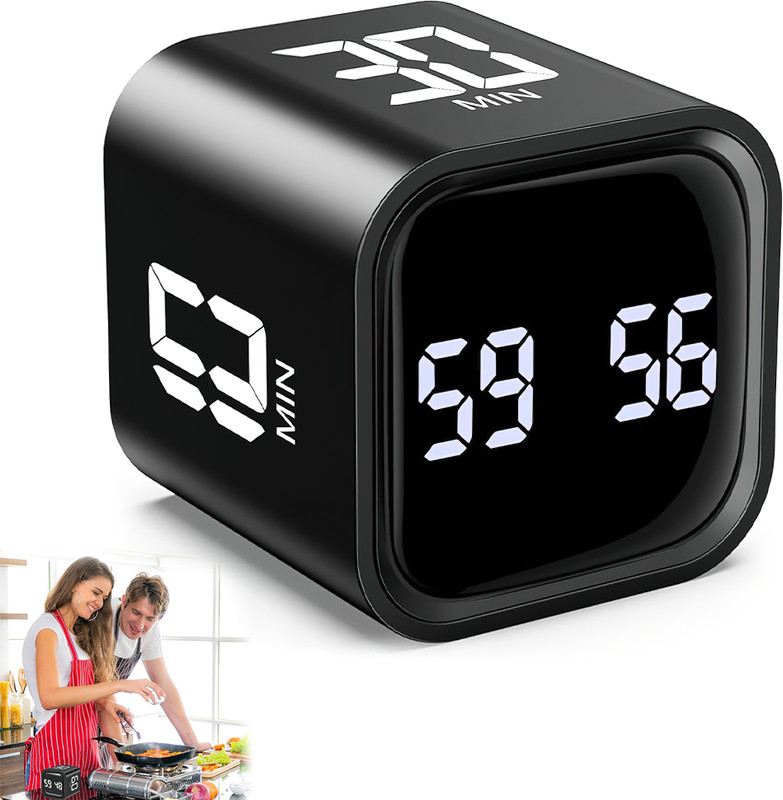 Avedia Pomodoro Timer Cube Rotating Productivity Sound Alarm for Tasks, Study, Kitchen Digital Kitchen Timer