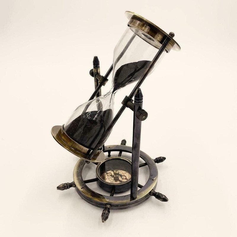 Vastu Verdan Antique Hourglass Sandglass With Compass, Gift Item For Home And Office Decor Analog Kitchen Timer