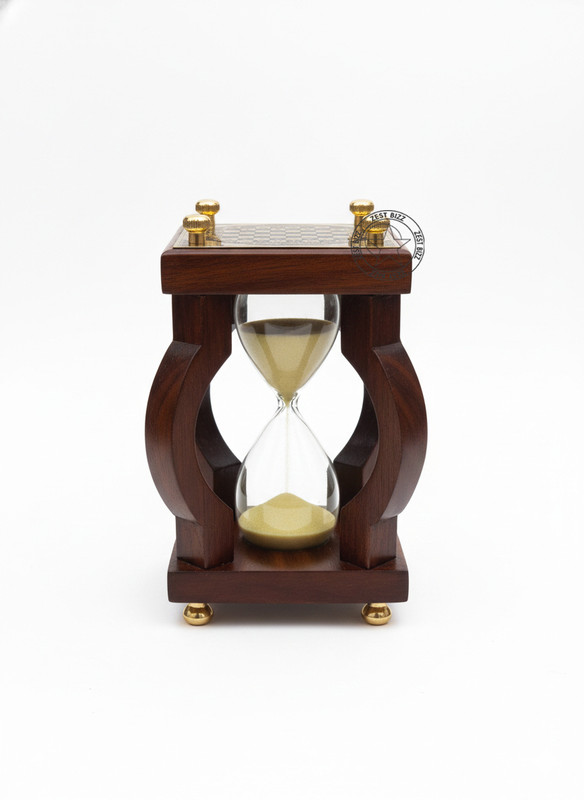 ZEST BIZZ Brass Wood Glass Sand Timer Hour Sand Glass 7.5 inch UNHB Analog Kitchen Timer