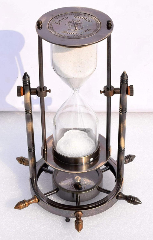 YYH Antique Sand Timer Hourglass For Home Decor With Base Compass Analog Kitchen Timer