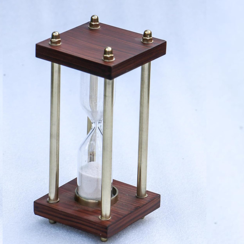 TrenDec Sand Timer – Sleek Wood and Aluminum Hourglass, 3x3x6.75 inches Analog Kitchen Timer