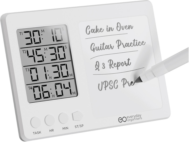 everyday organisers Multi-Timer Clock with Stopwatch & Small Magnetic White Board with Marker EO-020 Digital Kitchen Timer