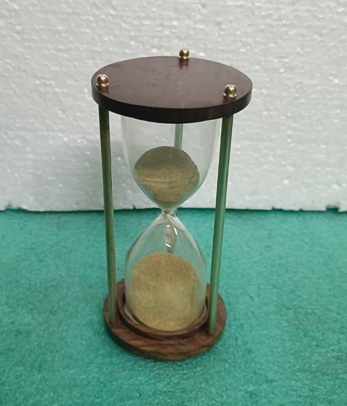Handcrafted Antique wooden brass Sand timer Analog Kitchen Timer