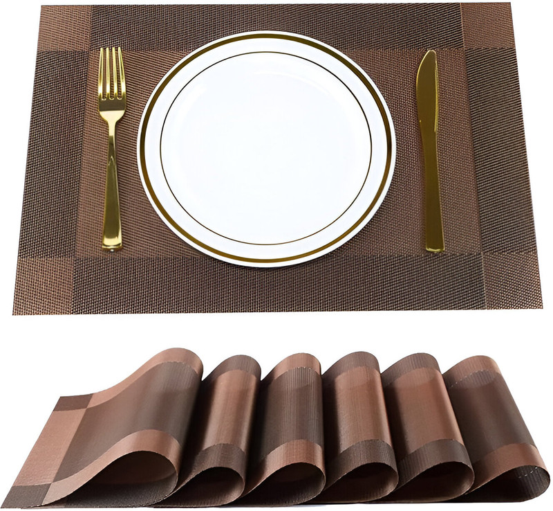 Glitzn Rectangular Pack of 6 Table Placemat (Multicolor, PVC) Analog Kitchen Timer