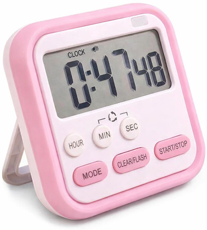 GeTrex Battery Operated Digital Pink Timer for Home & Study Digital Kitchen Timer