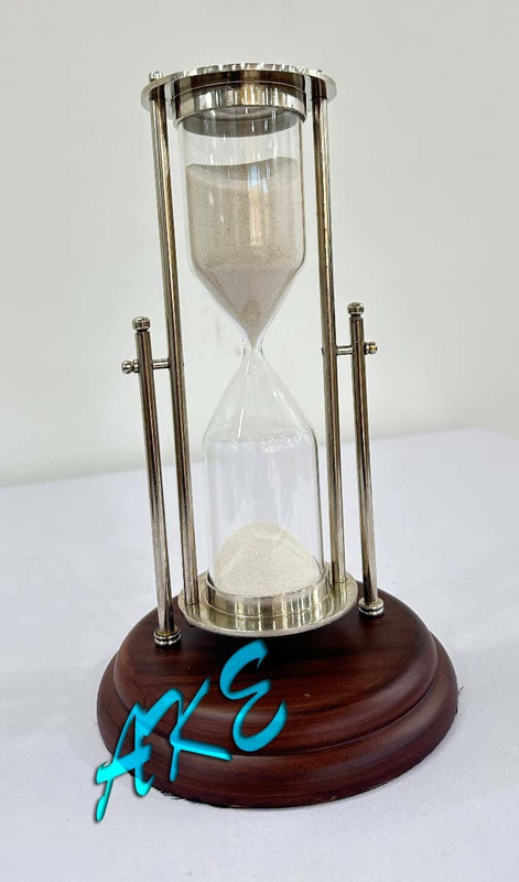 Avni 8 Inches Antique Sand Timer Hourglass Clock Antique Hanging with Wooden Base Analog Kitchen Timer