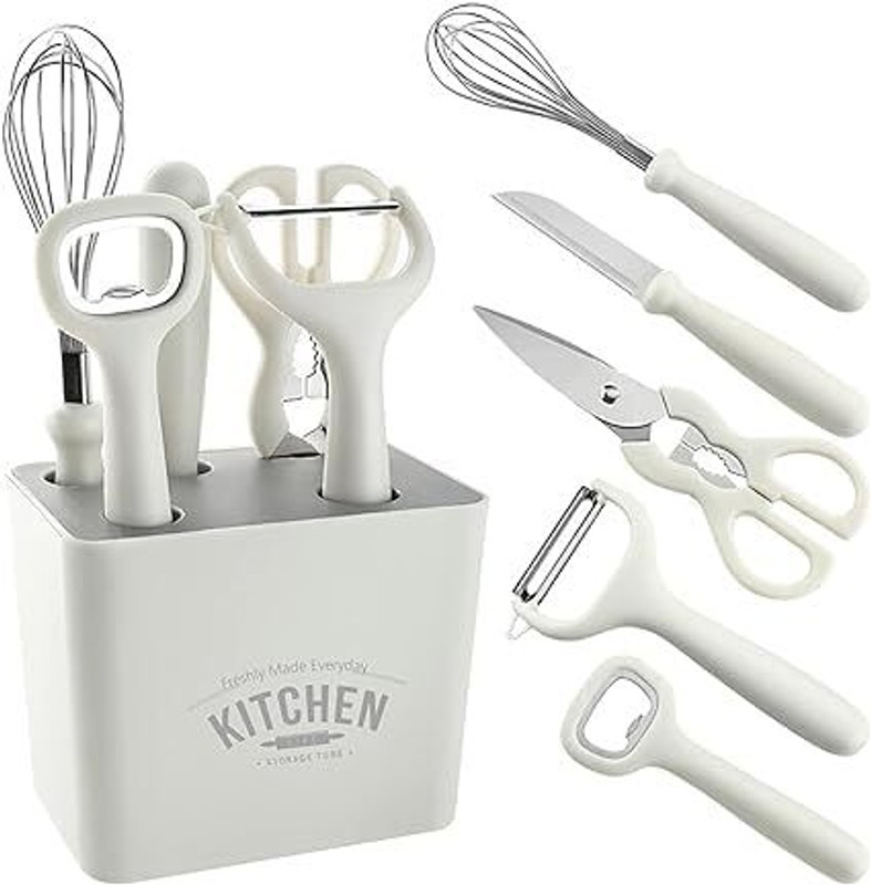 KitchExpo 6 Piece Kitchen Gadgets Set,Kitchen Scissors,Kitchen Utensils Set Analog Kitchen Timer