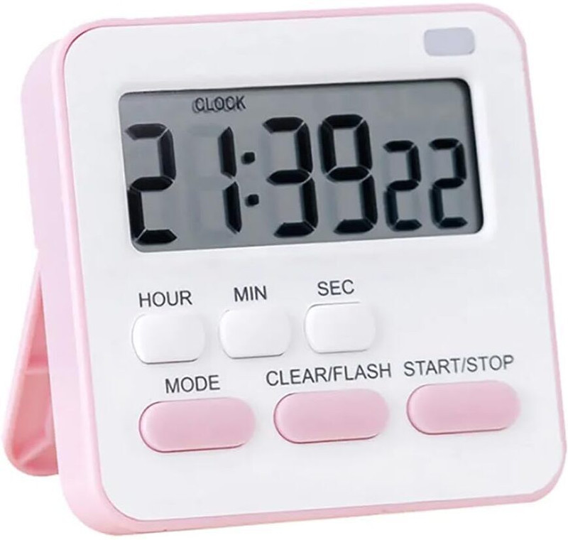 Dobzla Pink Timer Kids, Kitchen, Cooking, Classroom, Exercise, Oven, Baking With Clock Digital Kitchen Timer