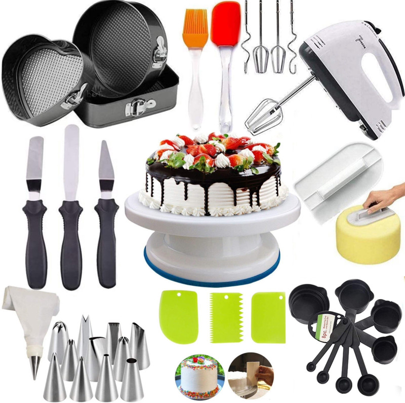 RAJJA Cake Decorating Tools, Big Combo for Cake Making Item kit, Multicolor, Plastic Kitchen Tool Set(Multicolor, Baking Tools, Spatula, Brush)