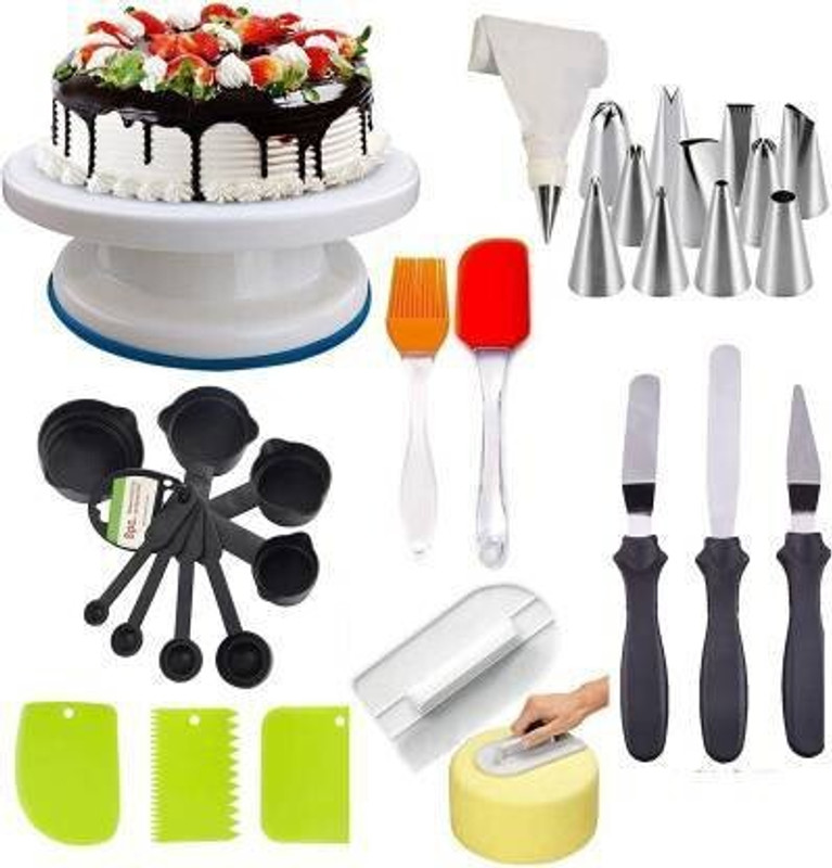 Kosh 1 Silicone Brush, 1 Silicone Spatula,1 Palette Knife, 1 Bread Mould, 1 pc Muffin Mould (6 Pc) Kitchen Tool Set(Baking Tools)