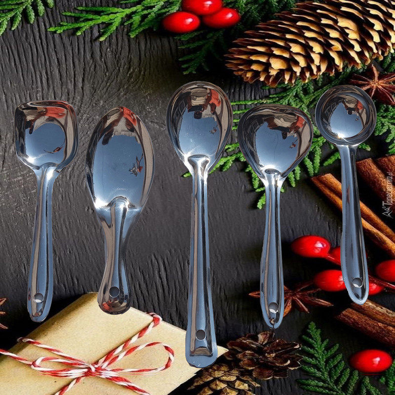 Denique Denique Serving Spoon Set of 5 ,Soup Ladle Solid Spoon Rice Curry/dal/Rice/Pasta Kitchen Tool Set(Steel, Spatula)