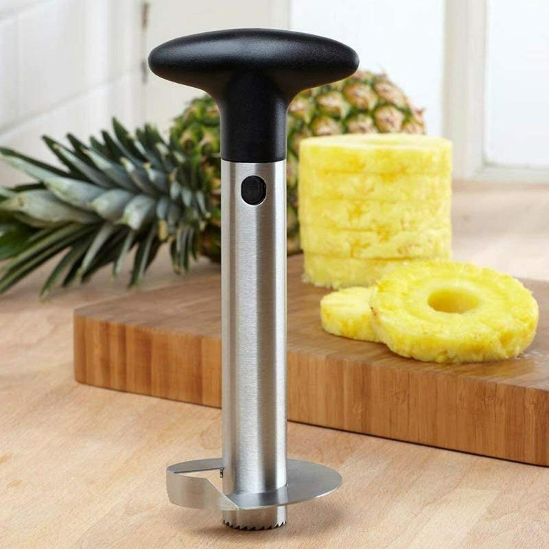 Solino Pineapple Cutter Slicer Tool with Sharp Blade for Fruit Rings Kitchen Tool Set(Black, Silver, Cutter)