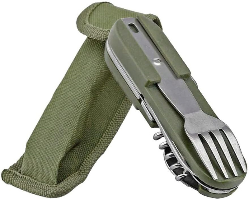 ORTIZA 7 in 1 Camping Cutlery for Camping Picnic Hiking Trekking, Outdoor Cutlery Stainless Steel Cutlery Set(Pack of 7)