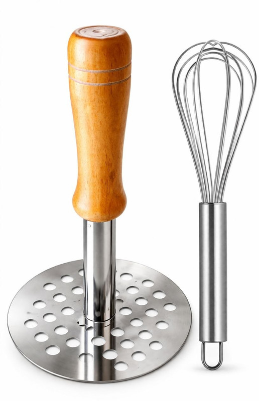 AyodhyaDhamstore 2 PC Kitchen Tool Set(Silver, Masher, Whisk)