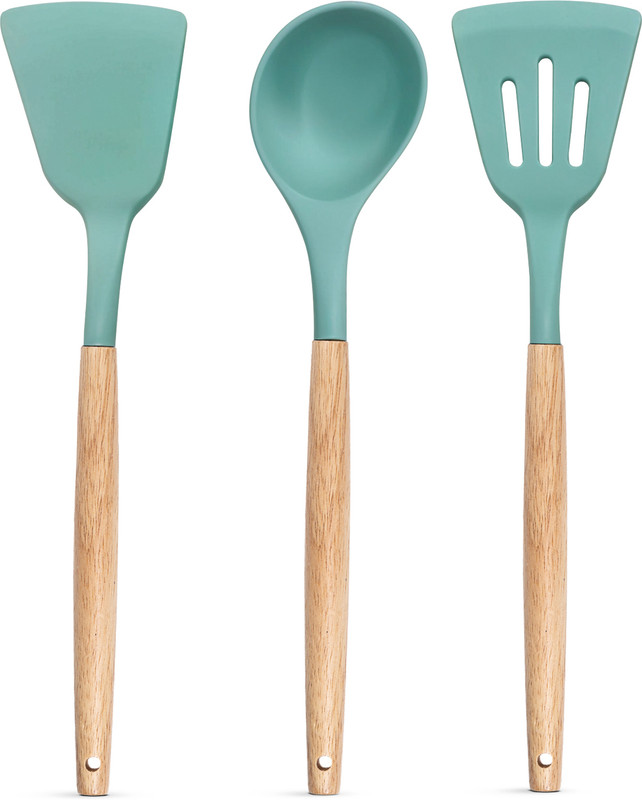 QPBM 12-Pcs Silicone Spatula Cooking Set with Wooden Handles for Non-Stick Cookware Kitchen Tool Set(Pink, Cooking Spoon, Brush, Tong, Ladle, Whisk, Spatula)