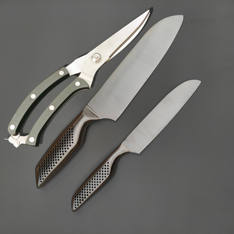 YELONA 3 Pc Stainless Steel Knife Set Set of Paring/Peeling Knives & Kitchen Shears, Vegetables,Chicken, Fish Scissor