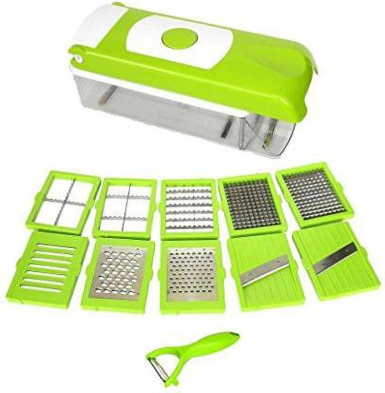 Mexigo 12 in 1 Fruit & Vegetable Graters, Slicer, Chipser, Dicer, Cutter Chopper Kitchen Tool Set(Green, Chopper, Slicer, Cutter, Grater)