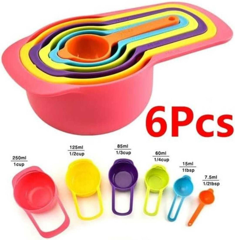 GMH MC-06 Plastic 6-piece measuring cup set. Measuring Cup(250 ml, 125 ml, 85 ml, 60 ml, 15 ml, 7.5 ml)