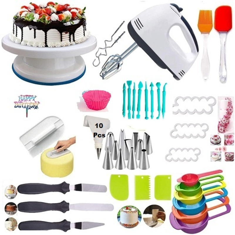NIJAMRUT Cake Making Set Combo - Cake Baking Set Full kit with Cake Making Machine Kitchen Tool Set(Multicolor, Baking Tools, Brush, Cooking Spoon, Knife, Measuring Jug, Spatula)