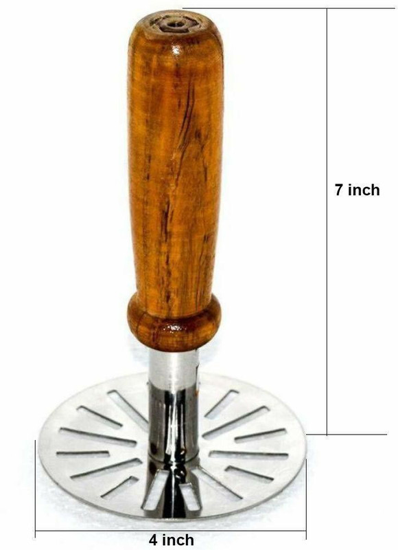 CLICKKART aRIC Wooden Handle Potato Masher Stainless Steel Stainless Steel Masher(Pack of 1)