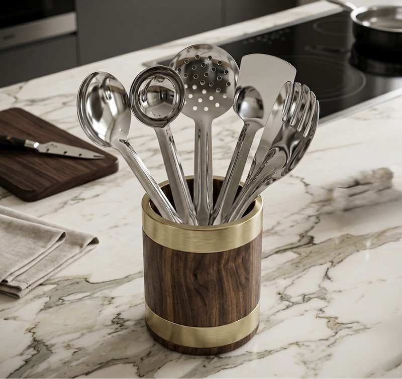 Enovetica Mirror-Finish 12 Inch Stainless Steel Heavy Cooking & Serving Spoon,Pack of 5 Mixing Spatula(Pack of 5)