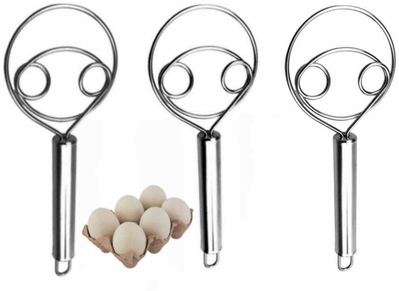 Fably 1 Stainless Steel Dough Whisk, Egg Beater, Cake Cream Mixer Whisk (pack of 1) Stainless Steel Flat Whisk