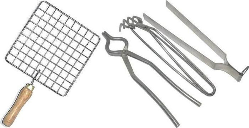A2SK Square Roasting grill & Set of 3 tong Kitchen Tool Set(STEEL, Roaster, Tong)