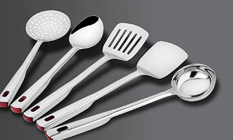ZEVORA Stainless Steel Heavy Gauge Non-Stick 4 Piece Set Kitchen Tool Set(Silver, Cooking Spoon)