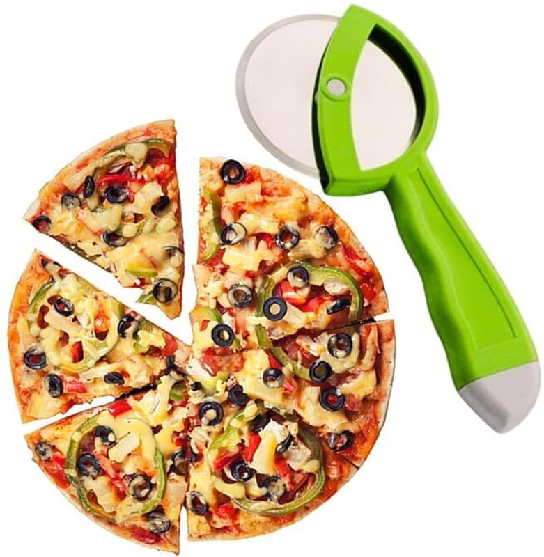 Roswaqio Stainless Steel Pizza Cutter Wheel with Non-Slip Handle – Sharp Pizza Cutter Wheel Pizza Cutter(Steel)