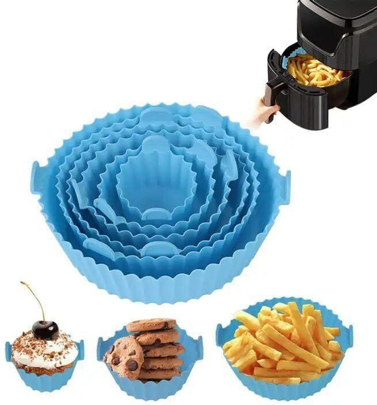 Organity 2 PCS Air Fryer Liners Reusable Pot Round Silicone Basket Baking Tray Air Fryer(1 L)