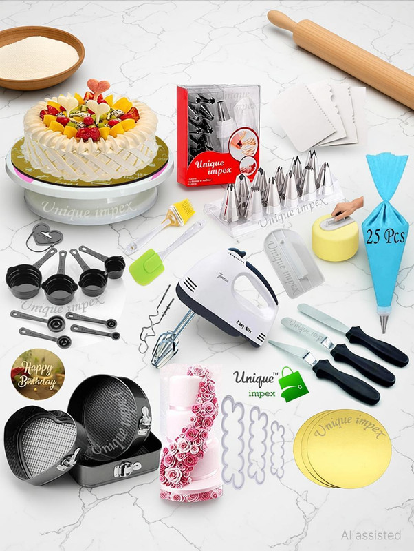 Unique Impex cake decorating items + cake making materials Kitchen Tool Set(Multicolor, Knife, Spatula, Whisk, Baking Tools, Brush)