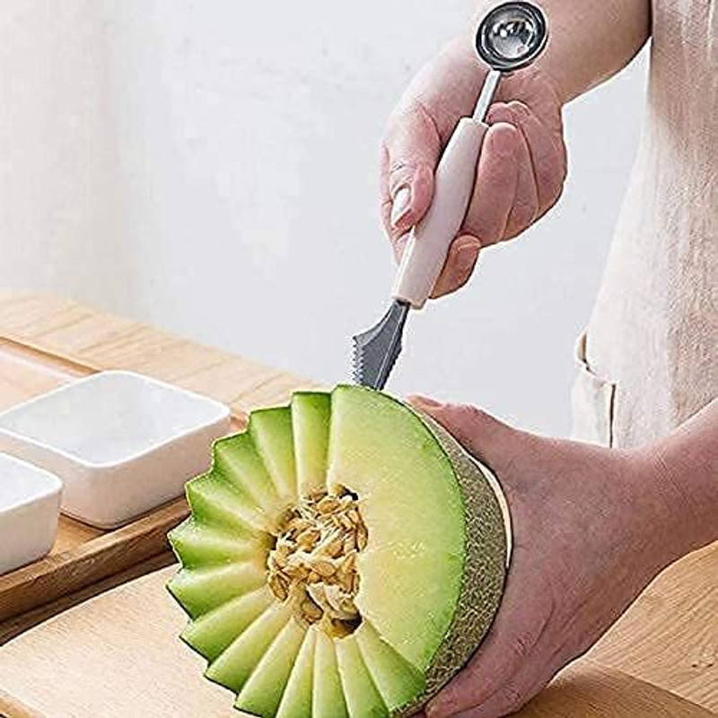 GONIPIMI 2 in 1 Stainless Steel, Dig Scoop with Fruit Carving Knife, Watermelon Scoop Kitchen Scoop