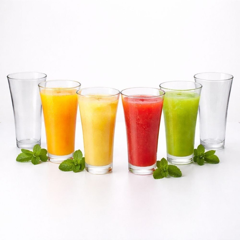 deepakkitchen (Pack of 6) GLASS-TALL-6PC-001 Glass Set Water/Juice Glass(250 ml, Glass, Multicolor)