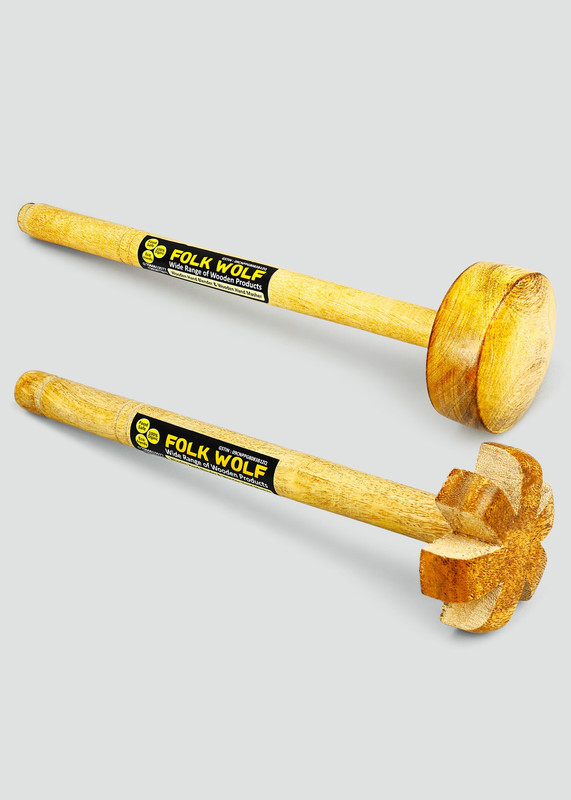 folkwolf Kitchen combo/Mathani/ Dal Ghotni/Hand Masher/Wood Whisk Beater Combo Wood Ball Whisk
