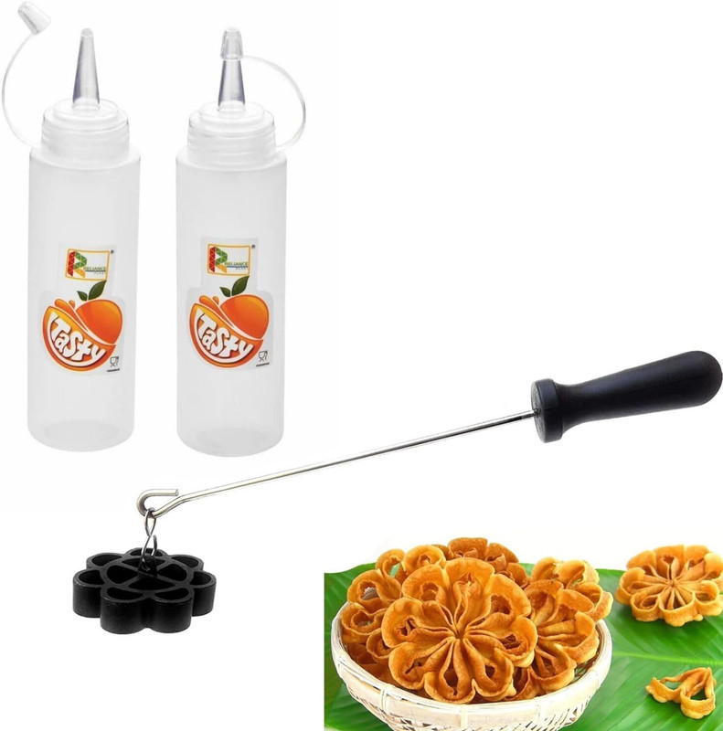 PuthaK Non Stick Achu Murukku, Achappam Maker, Ketchup Sauce Bottle 200ml Kitchen Tool Set(Black, Roaster)