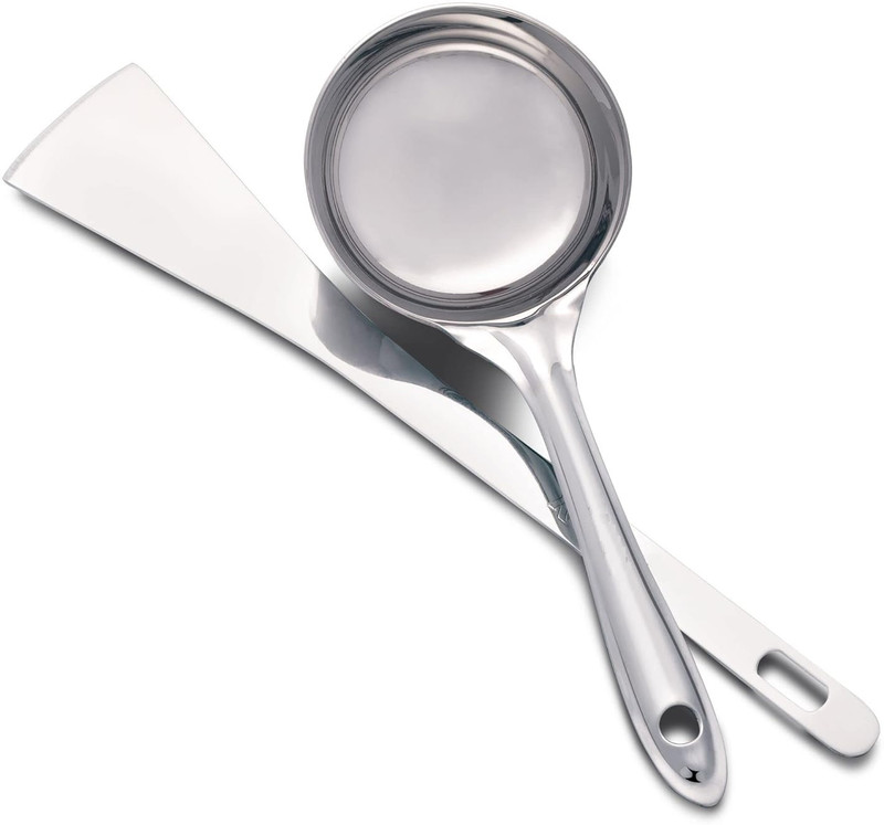 Dynore Stainless Steel Dosa Spatula And Dosa Ladle With Flat Base Kitchen Tool Set(Silver, Ladle)