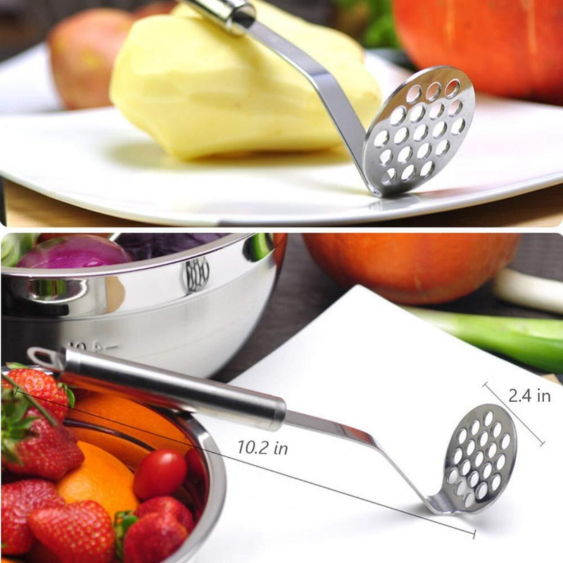 Sokmak 2PC Potato Masher, Heavy Duty Stainless Steel Wire Masher, Potato Masher Tool Disposable Stainless Steel Measuring Spoon Set(Pack of 2)