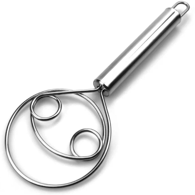 NOHUNT Steel Dough Mixer Whisk | Easy Grip Mixing Stick with Hanging Hole-(1Pc) Stainless Steel Flat Whisk