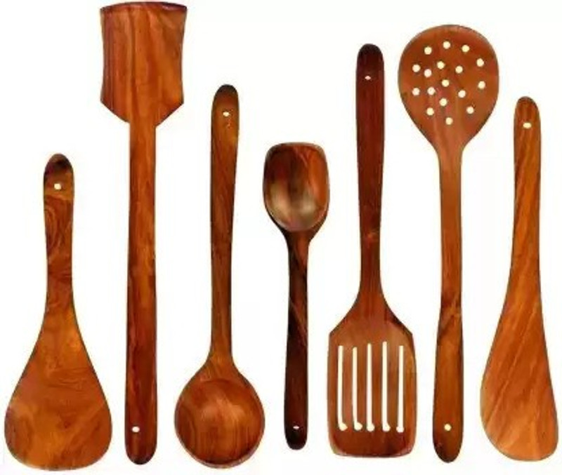 Noshy Enterprises Spoon Set Of 7 Wooden Spatula(Pack of 7)