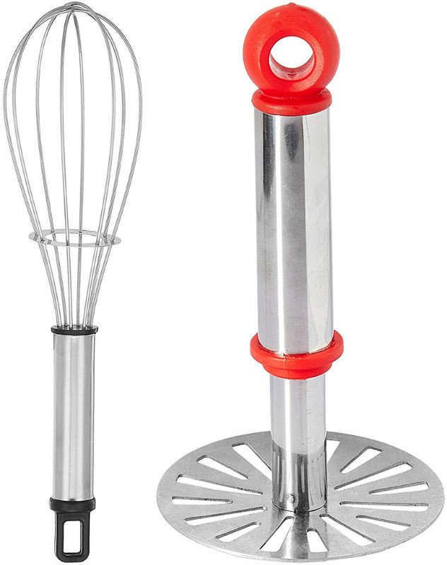 OMORTEX Potato Masher & Whisker and Spatula and Brush Kitchen Tools Set Kitchen Tool Set(Multicolor, Whisk, Masher, Spatula, Brush)