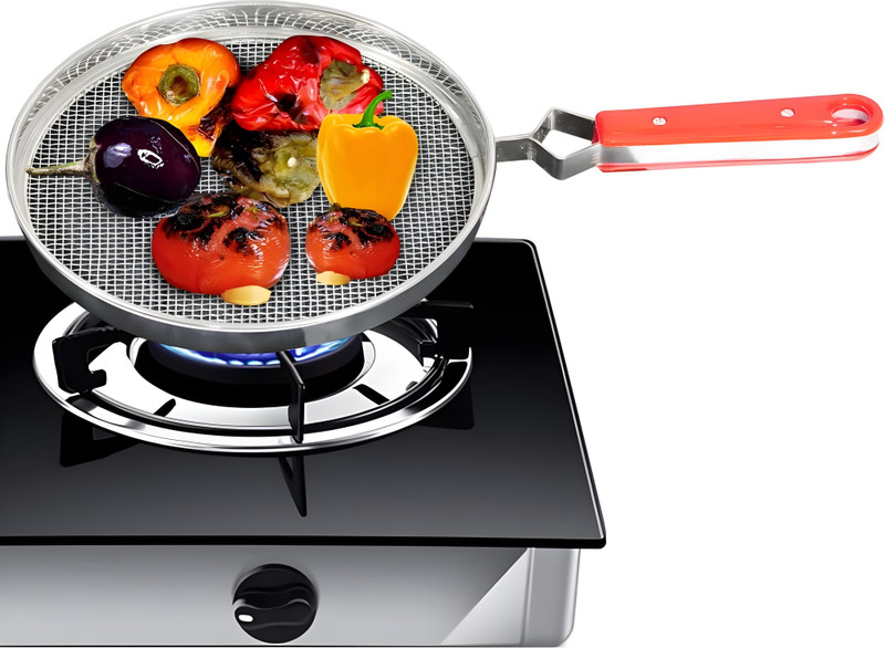 Q7 BRAND Steel Grade Phulka Roti Grill for Gas Stove Mesh Brinjal vegetable Papad Roaster Kitchen Tool Set(Silver, Roaster)