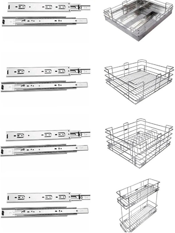 Sanjari 4 Piece15X20X4Sheet Cutlery15X20X6Plain Basket15X20X8Thali Basket 4X20X17Pullout Stainless Steel Kitchen Trolley(Pre-assembled)