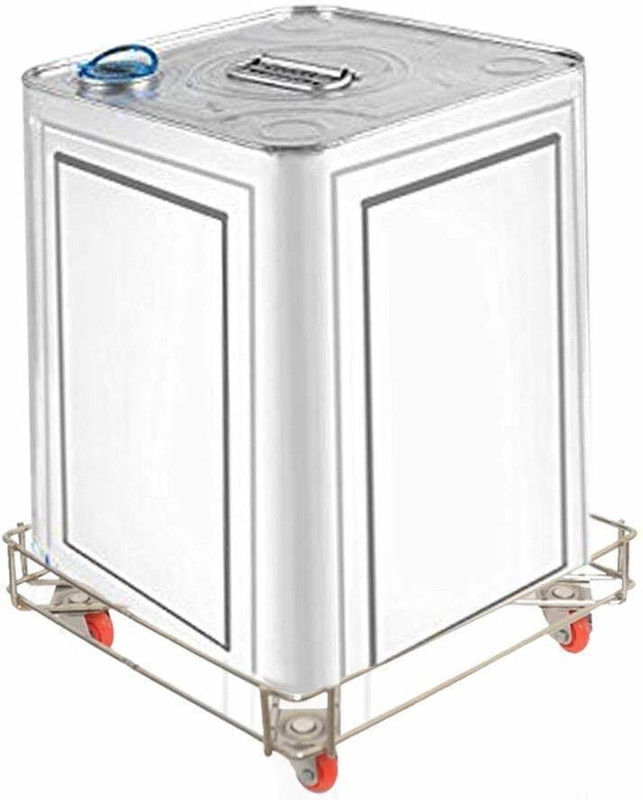 Globalrise Rust-Free Metal Oil Container Stand | 15kg/15L Oil Can Trolley Gas Cylinder Trolley(Silver)