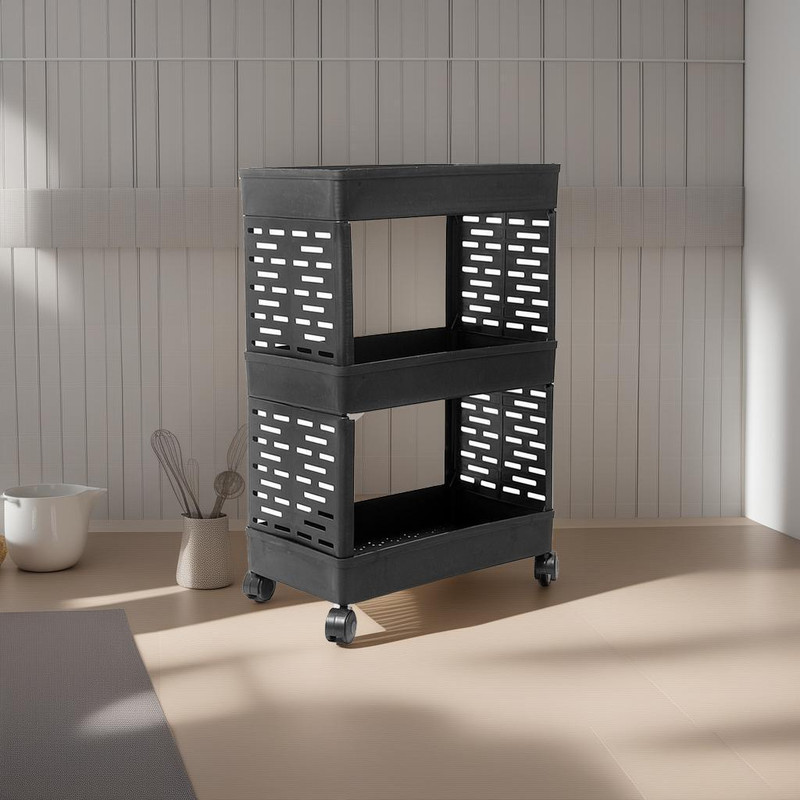 FUFUDADA 4 Compartments Vegetable Kitchen Rack for Storage Onion Potato Plastic Kitchen Trolley(DIY(Do-It-Yourself))