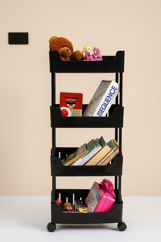 PRIKAP ENTERPRISE 4-TIER KITCHEN STORAGE TROLLEY /BOOK SHELF/OFFICE STORAGE RACK Plastic Kitchen Trolley(DIY(Do-It-Yourself))